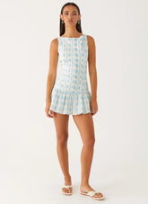 Meggie Linen Mini Dress - Sweet Daydream Print